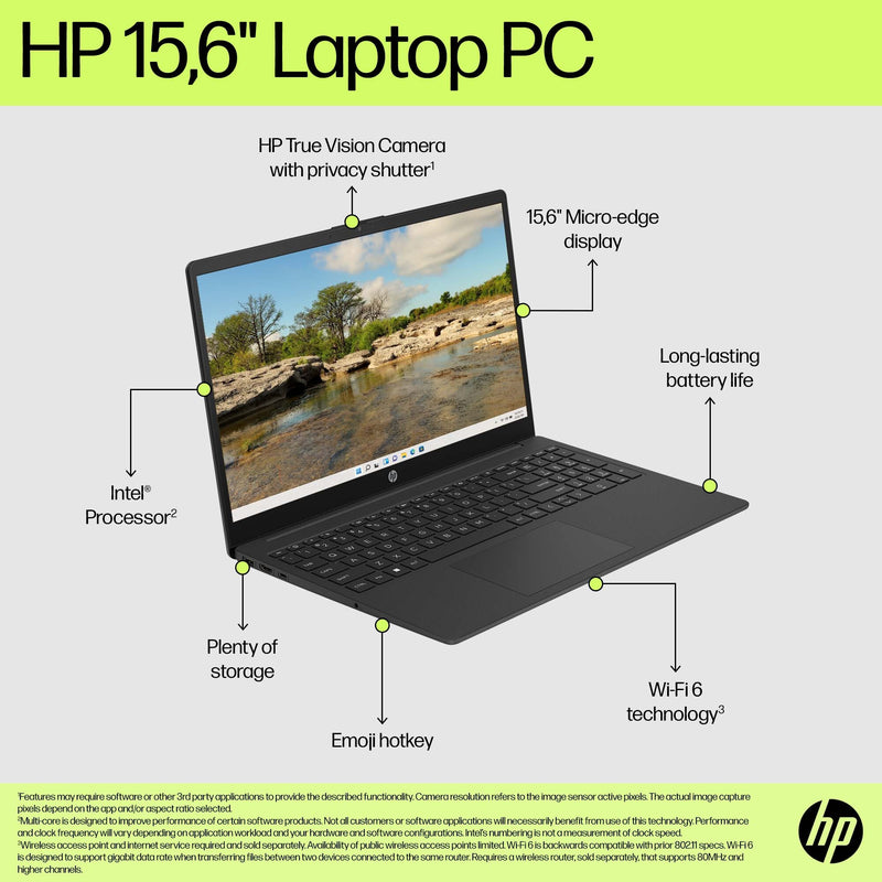 HP Laptop 15-fd0051na Intel® Core™ i3 i3-N305 39.6 cm (15.6") Full HD 8 GB DDR4-SDRAM 256 GB SSD Wi-Fi 6 (802.11ax) Windows 11 Home Silver