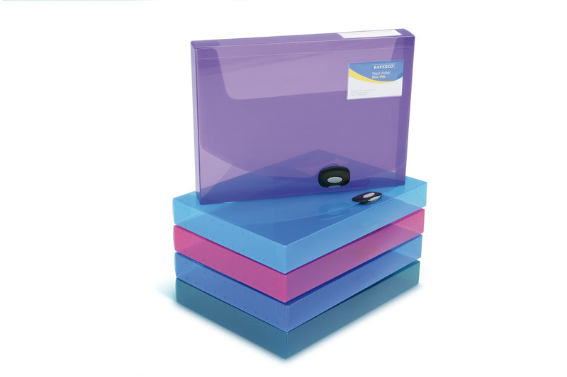 Rapesco Box File, 40mm file storage box Blue, Green, Red, Violet, White