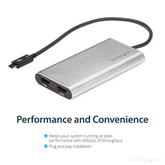 StarTech.com Thunderbolt 3 to Dual HDMI 2.0 Adapter - 4K 60Hz - Thunderbolt 3 Certified - Dual Monitor HDMI Video Converter Adapter - Mac & Windows compatible - Dual 4K Display HDMI