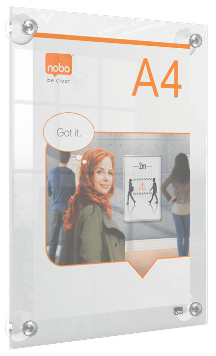 Nobo Premium Plus A4 Clear Acrylic Wall Mounted Repositionable Poster Frame - image 2