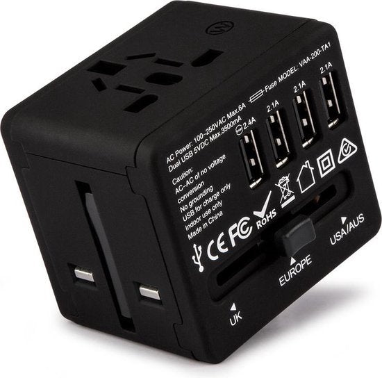 Veho VAA-200-TA1 Universal World Travel Plug + 4 USB Port - 150 Countries