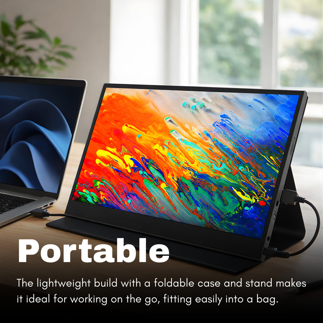 Origin Storage 15.6 Inch Full HD 60Hz IPS Portable Monitor with USB-C Mini HDMI & Speakers with Foldable Case - image 2