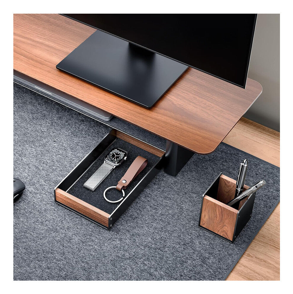 Alba Black aluminium and wood desk tray - image 4