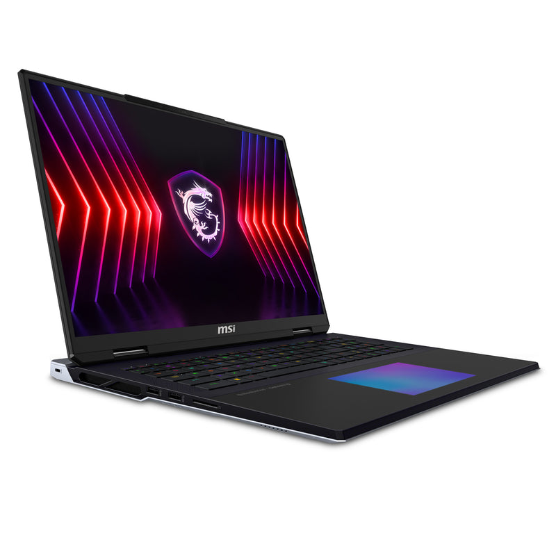 MSI Titan 18 HX A14VHG-004UK Intel® Core™ i9 i9-14900HX Laptop 45.7 cm (18") UHD+ 64 GB DDR5-SDRAM 2 TB SSD NVIDIA GeForce RTX 4080 Wi-Fi 7 (802.11be) Windows 11 Pro Black