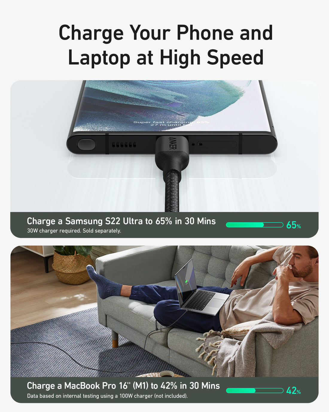 Anker A80F1HV1 USB cable 1.82 m USB C 140 W Black, Grey - image 7