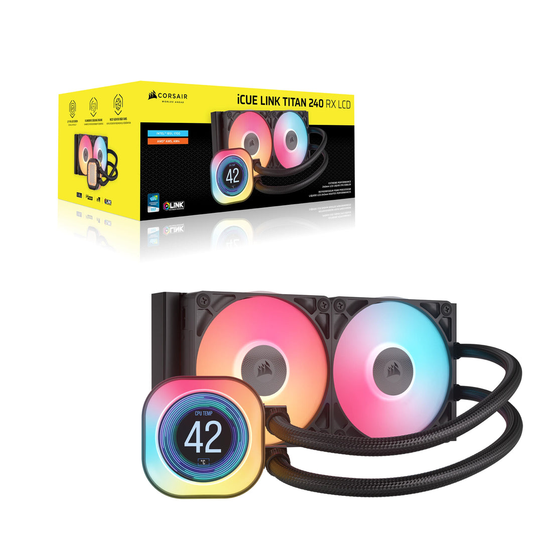 Corsair iCUE LINK TITAN 240 RX LCD Processor All-in-one liquid cooler 12 cm Black - image 6