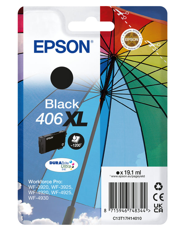 Epson Singlepack Black 406XL Umbrella DURABrite Ultra Ink