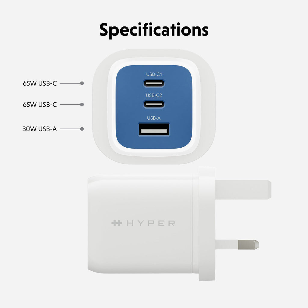 Targus HyperJuice Flex 65W GaN Laptop, Smartphone, Headset, Portable gaming console Blue, White AC Indoor - image 3