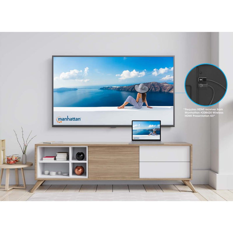 Manhattan 1080p Wireless HDMI Display Adapter with HDMI Transmitter, Dongle Wirelessly Displays a Video Signal from an HDMI Device on an HDMI TV or Projector, Requires Receiver from #208420 Wireless HDMI Presentation Kit, Black