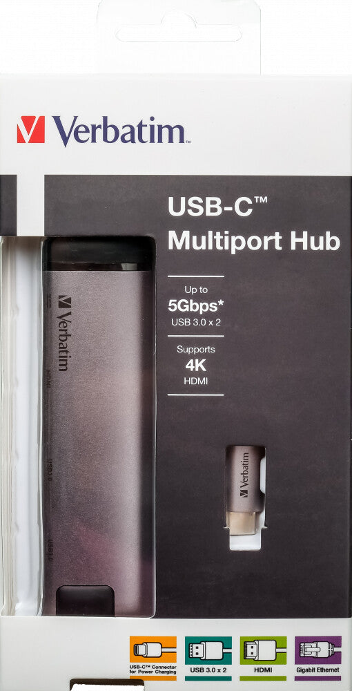 Verbatim 49141 laptop dock/port replicator USB 3.2 Gen 1 (3.1 Gen 1) Type-C Black, Silver - image 2