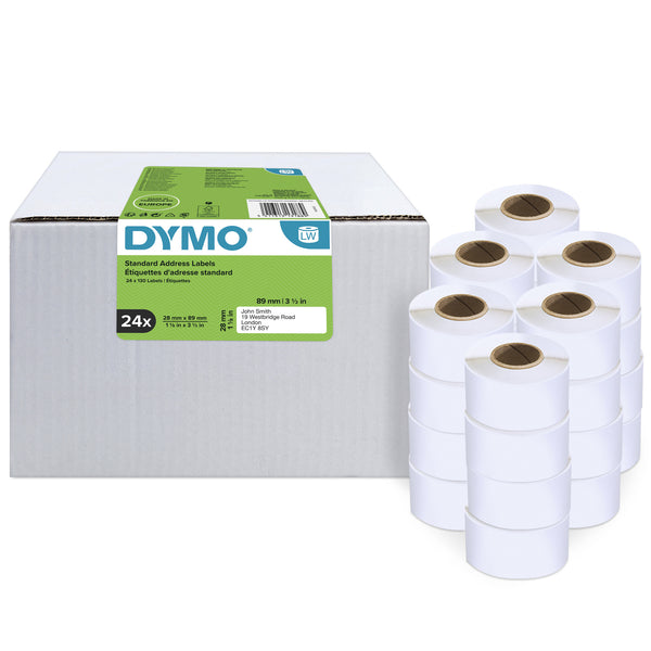 DYMO Authentic LabelWriter Address Labels | 28mm x 89mm | 24 Rolls of 130 Easy-Peel Labels (3120 labels) | Self-Adhesive | for LabelWriter Label Makers