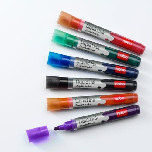 Nobo Liquid Ink Whiteboard Pens Bullet Tip 6 Pack - image 4