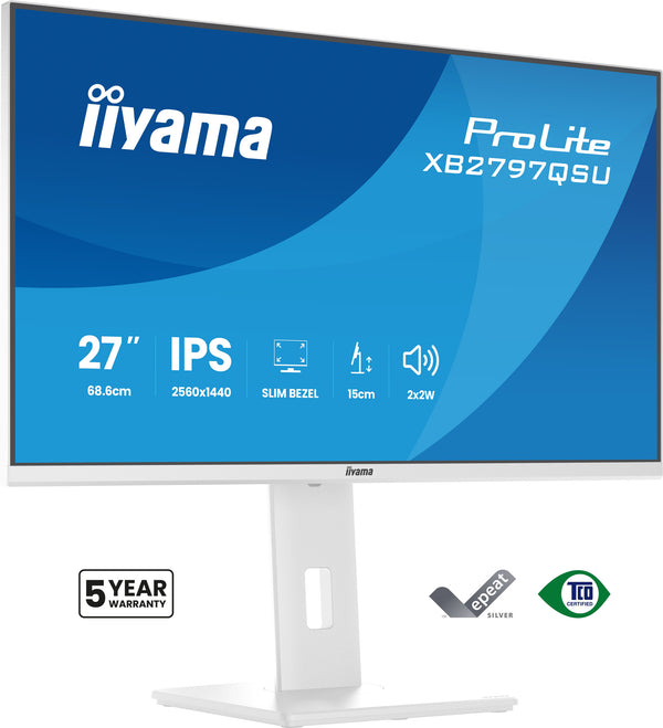 iiyama ProLite 27" QHD Monitor, White (XB2797QSU-W1)
