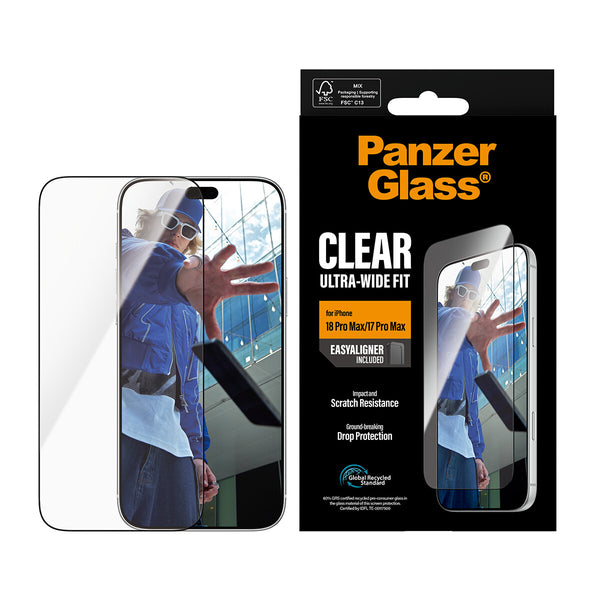 PanzerGlass ® Screen Protector iPhone 18 Pro Max | 17 Pro Max | Ultra-Wide Fit w. EasyAligner