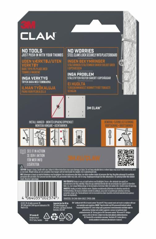 3M CLAW Plasterboard Picture Hanger 30 kg - image 5