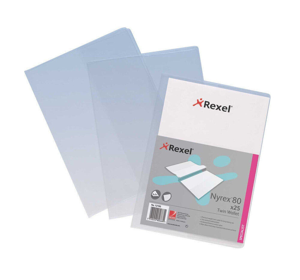Rexel Nyrex Twin Wallets A4 Size Clear (25) - image 3
