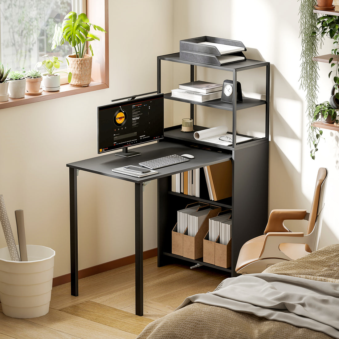 HOMCOM Folding Shelf and Work Table - Black