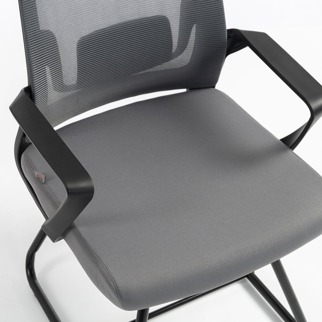 HOMCOM Desk Chair No Wheels, Office Chair with Mesh Back, Lumbar Support, Metal Base for Waiting Room, Conference Room, Dark Grey