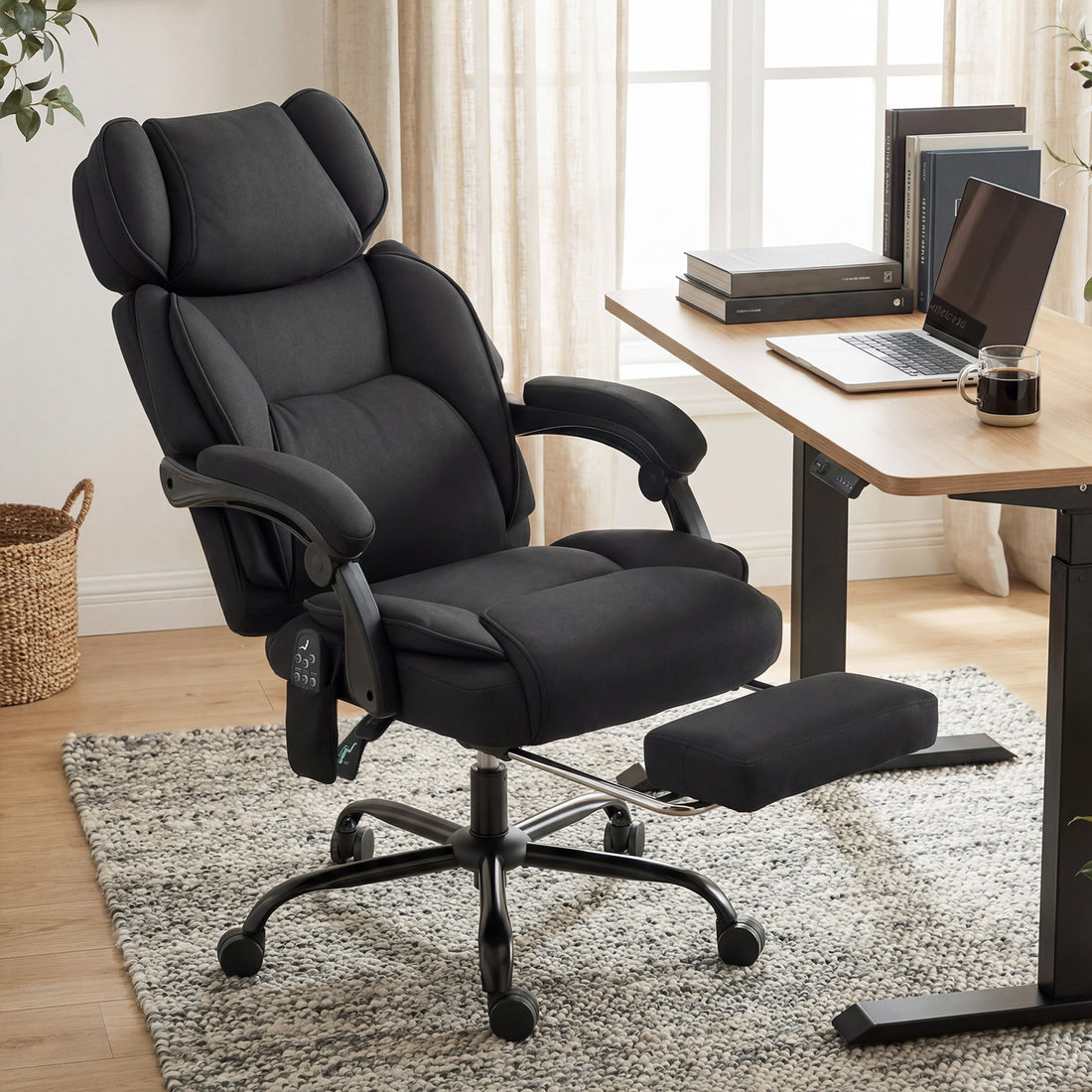 HOMCOM High Back Vibration Massage Office Chair Heated Reclining Computer Chair w/ Adjustable Height, Swivel Wheels, Black