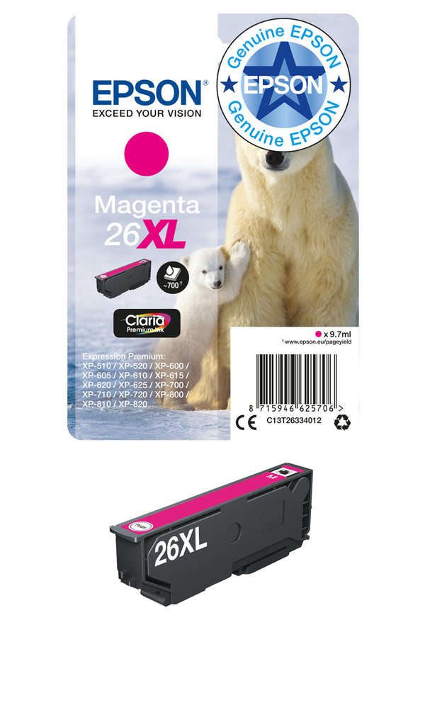 Epson Polar bear 26XL Claria Premium Single Magenta Ink