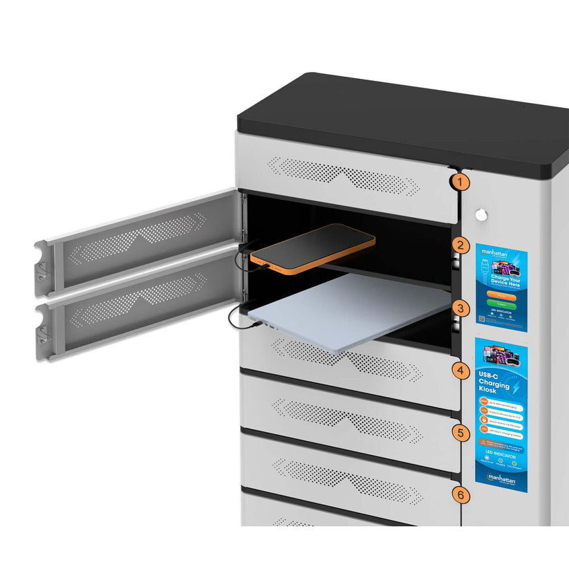 Manhattan Kiosk Laptop Charging Cabinet USB-C 65W 16-bay (individual compartment - PIN locked), Suitable for - image 6