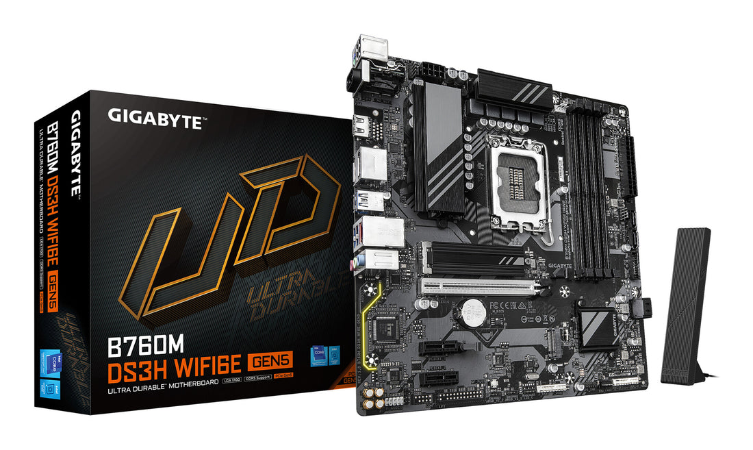 GIGABYTE B760M DS3H WIFI6E GEN5 Motherboard - Supports Intel Core 14th Gen CPUs, 6+2+1 Phases Digital VRM, up