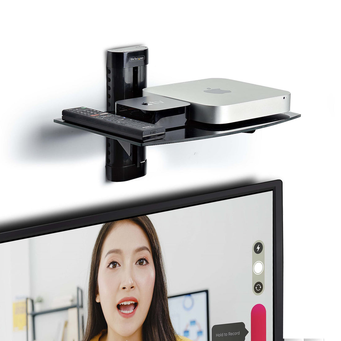 StarTech.com Floating Wall-Mounted AV Shelf, Adjustable Height Shelf For Under TV, Organize A/V Equipment On - image 8