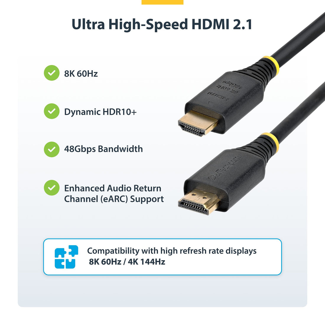 StarTech.com 50cm (1.6ft) Certified Ultra High Speed HDMI Cable, 8K 60Hz/4K 120Hz, HDMI 2.1 Cable with HDR10+ - image 8