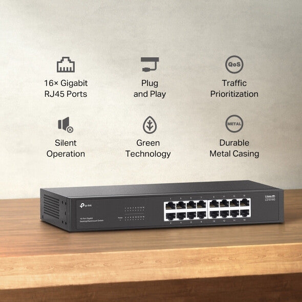 TP-Link LS1016G network switch Unmanaged Gigabit Ethernet (10/100/1000) Black - image 6
