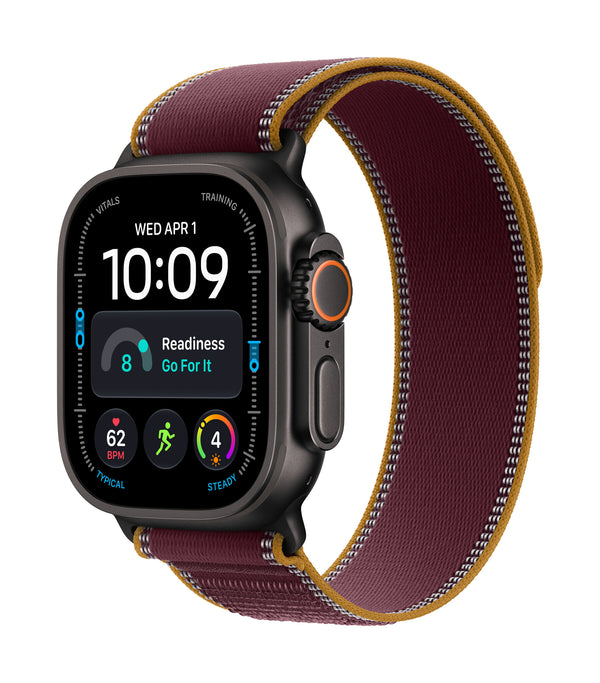 Apple Watch Ultra 4 GPS + Cellular 49mm Black Titanium Case with Burgundy Trail Loop - S/M