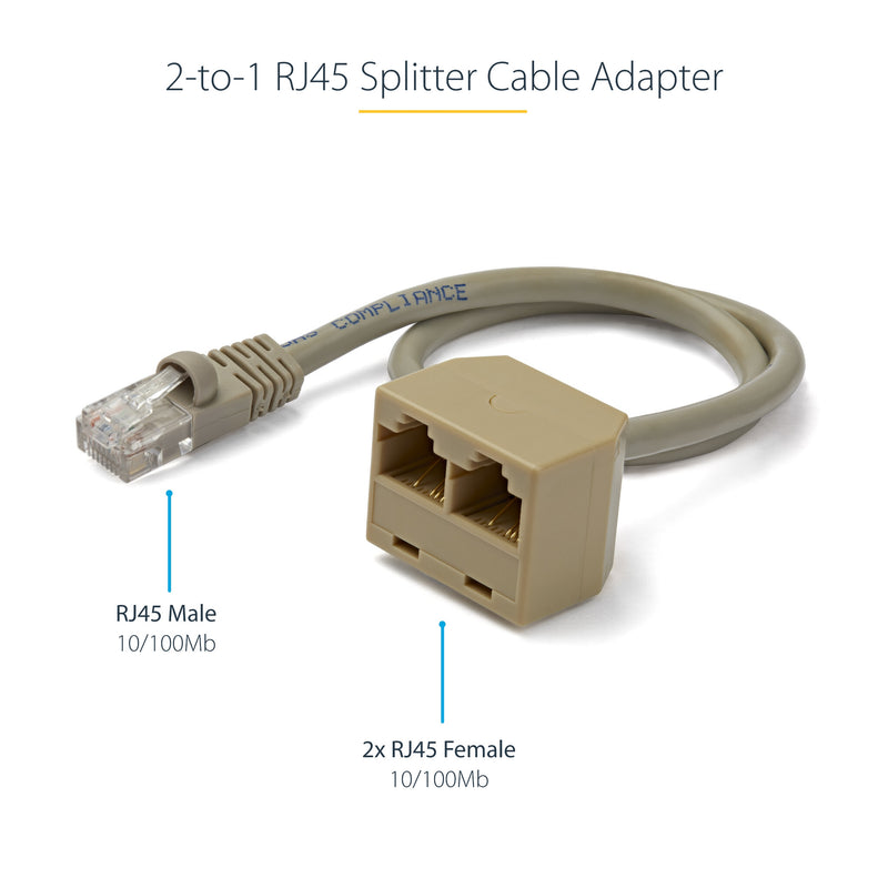 StarTech.com 2-to-1 RJ45 Splitter Cable Adapter - F/M