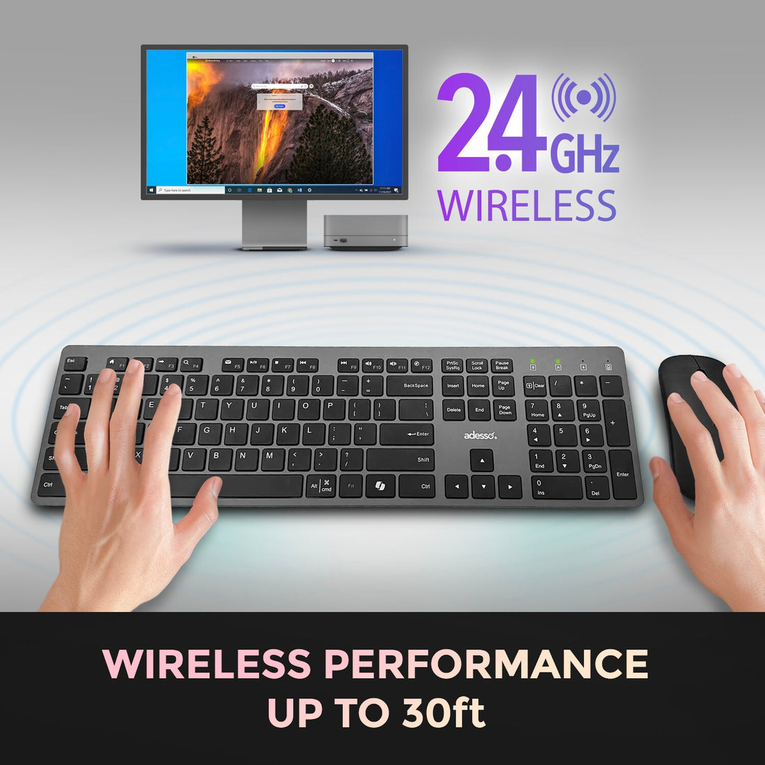 Adesso WKB-7300CB keyboard Mouse included Office RF Wireless QWERTY UK English Black - image 10