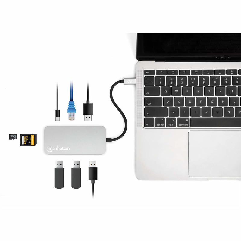 Manhattan USB-C Dock/Hub with Card Reader, Ports (x6): Ethernet, HDMI ...