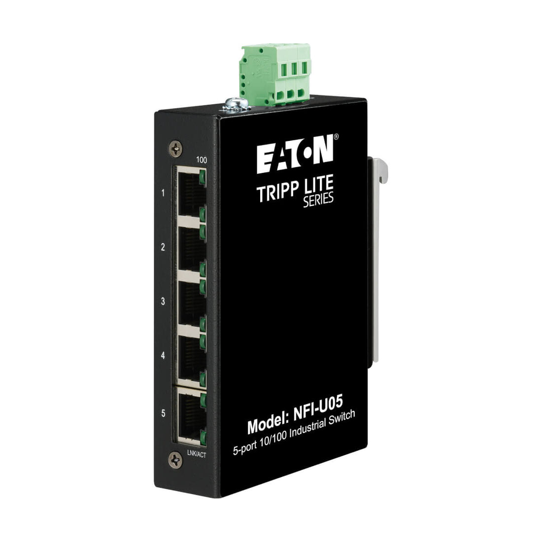 Tripp Lite NFI-U05 5-Port Unmanaged Industrial Ethernet Switch - 10/100 Mbps, Ruggedized, -40° to 75°C, DIN/Wall Mount
