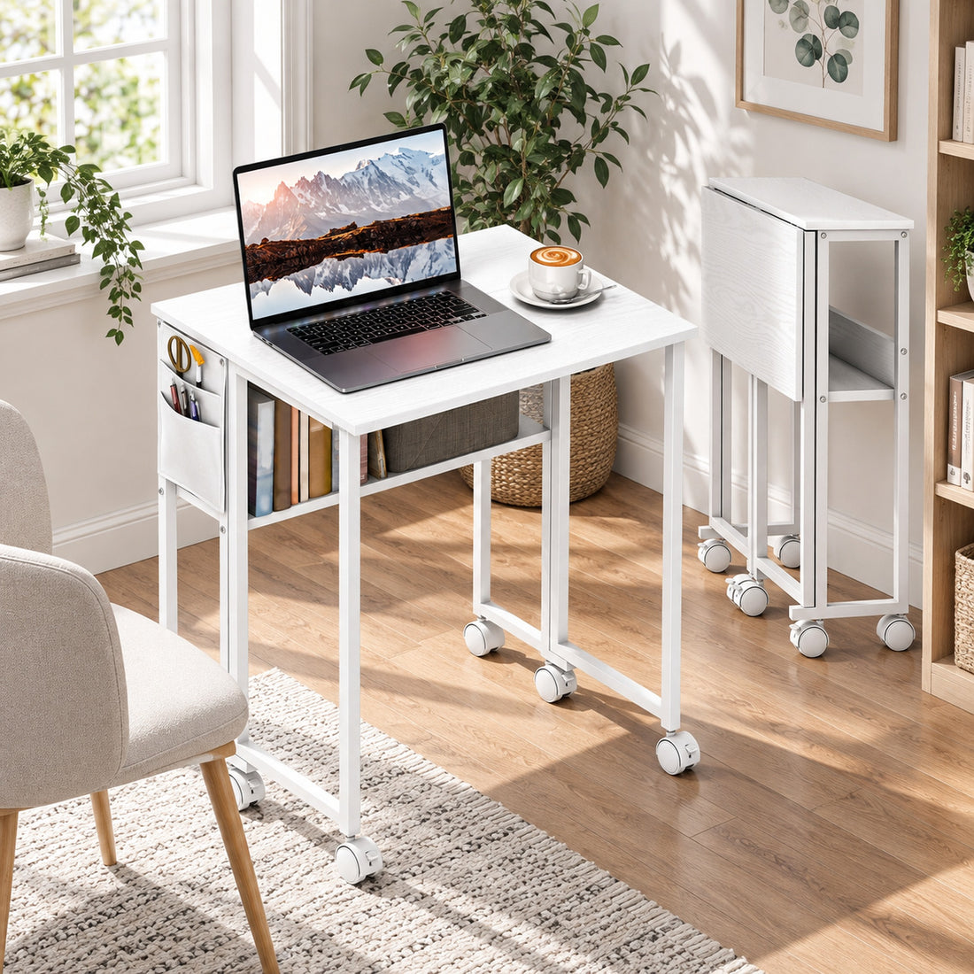 HOMCOM 63 cm Drop Leaf Writing Work Desk - White