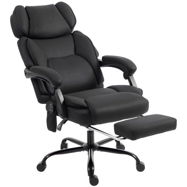 HOMCOM High Back Vibration Massage Office Chair Heated Reclining Computer Chair w/ Adjustable Height, Swivel Wheels, Black