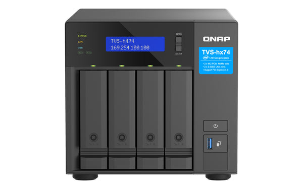 QNAP TVS-H474 NAS Tower Intel® Pentium® G7400 8 GB DDR4 0 TB QuTS hero Black