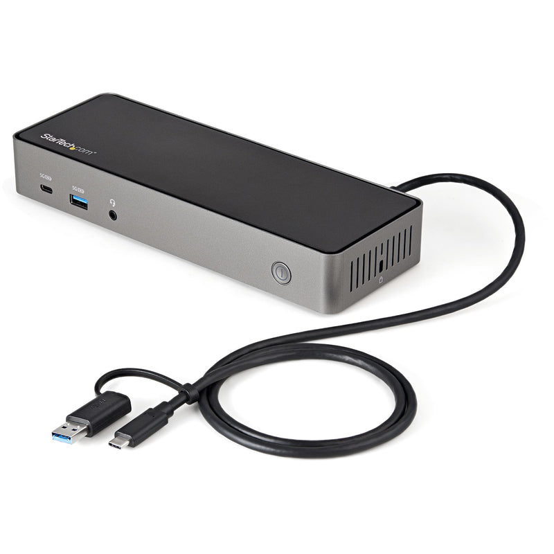 StarTech.com USB-C & USB-A Dock - Hybrid Universal Triple Monitor Laptop Docking Station DisplayPort & HDMI 4K 60Hz - 85W Power Delivery, 6x USB Hub, GbE, Audio - USB 3.1 Gen 2 10Gbps - TAA