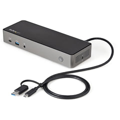 StarTech.com USB-C & USB-A Dock - Hybrid Universal Triple Monitor Laptop Docking Station DisplayPort & HDMI 4K 60Hz - 85W Power Delivery, 6x USB Hub, GbE, Audio - USB 3.1 Gen 2 10Gbps - TAA