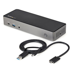 StarTech.com USB-C & USB-A Dock - Hybrid Universal Triple Monitor Laptop Docking Station DisplayPort & HDMI 4K 60Hz - 85W Power Delivery, 6x USB Hub, GbE, Audio - USB 3.1 Gen 2 10Gbps - TAA