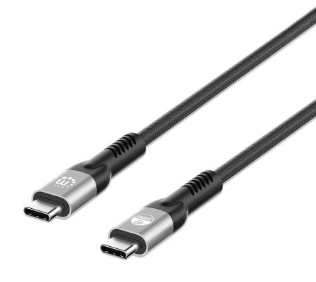 Manhattan Fast USB-C to USB-C USB4 Cable, 1m, Up to 240W Laptop Charging, 40 Gbps High-Speed Data and 8K@60Hz Video, Black, Three Year Warranty, Comparable to 1M-40G-USB4-CABLE (certification differs)