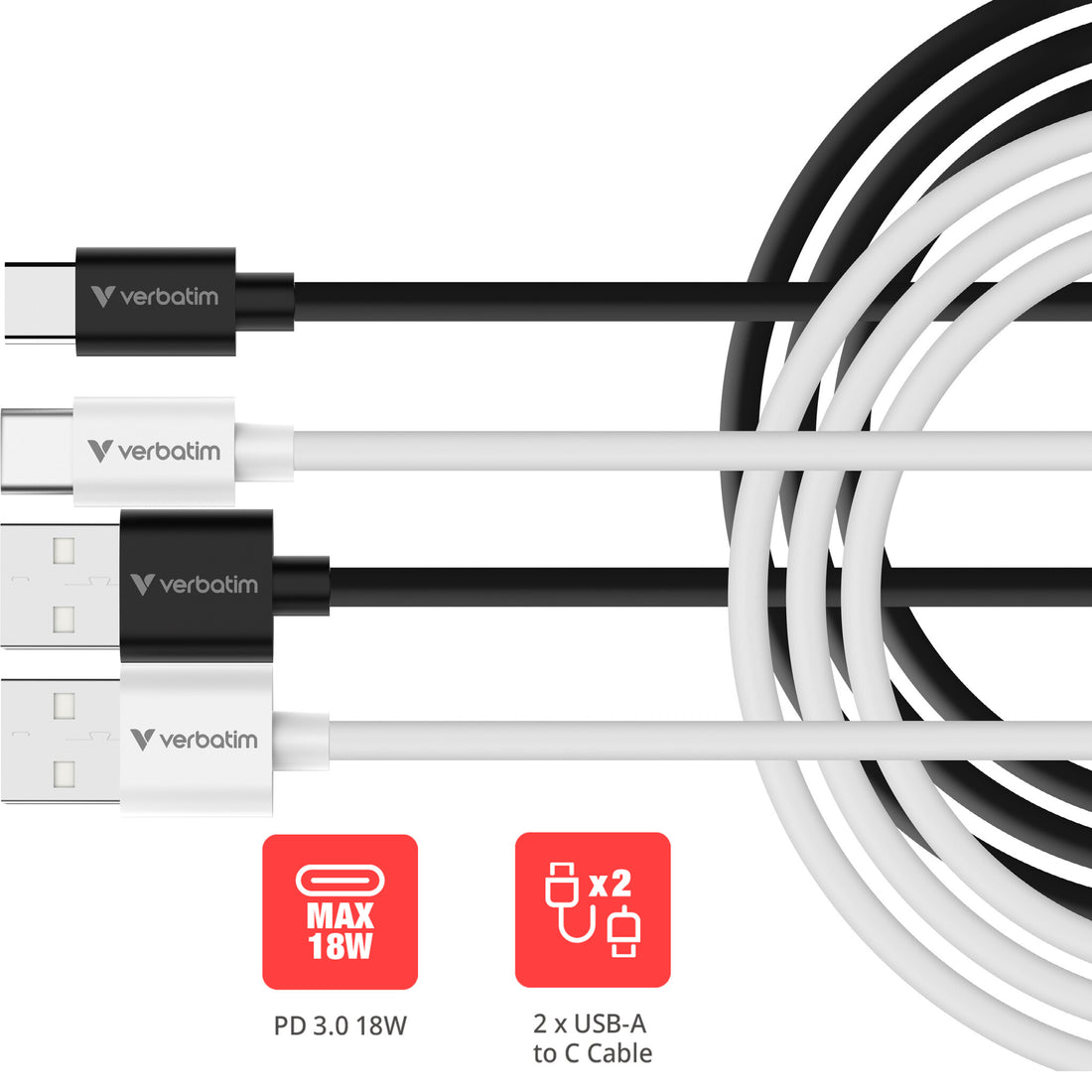 Verbatim Essentials Sync & Charge USB-A to C Cables - image 3