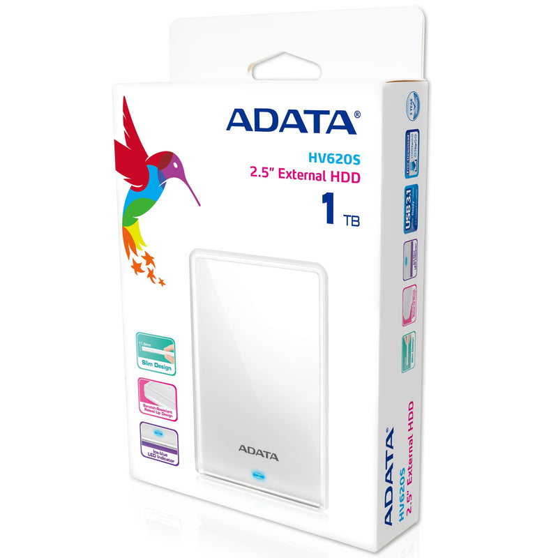ADATA AHV620S-1TU3-CWH external hard drive 1 TB 2.5" Micro-USB B 3.2 Gen 1 (3.1 Gen 1) White