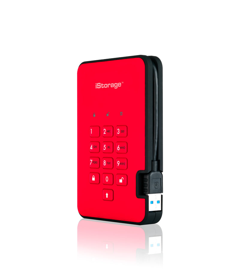 iStorage diskAshur² HDD 500GB Red | Secure Portable Hard Drive |AES-XTS 256-bit Hardware Encryption | PIN protected | OS & Platform Independent | TAA Compliant|Brute force hack defence | Dust/Water Resistant