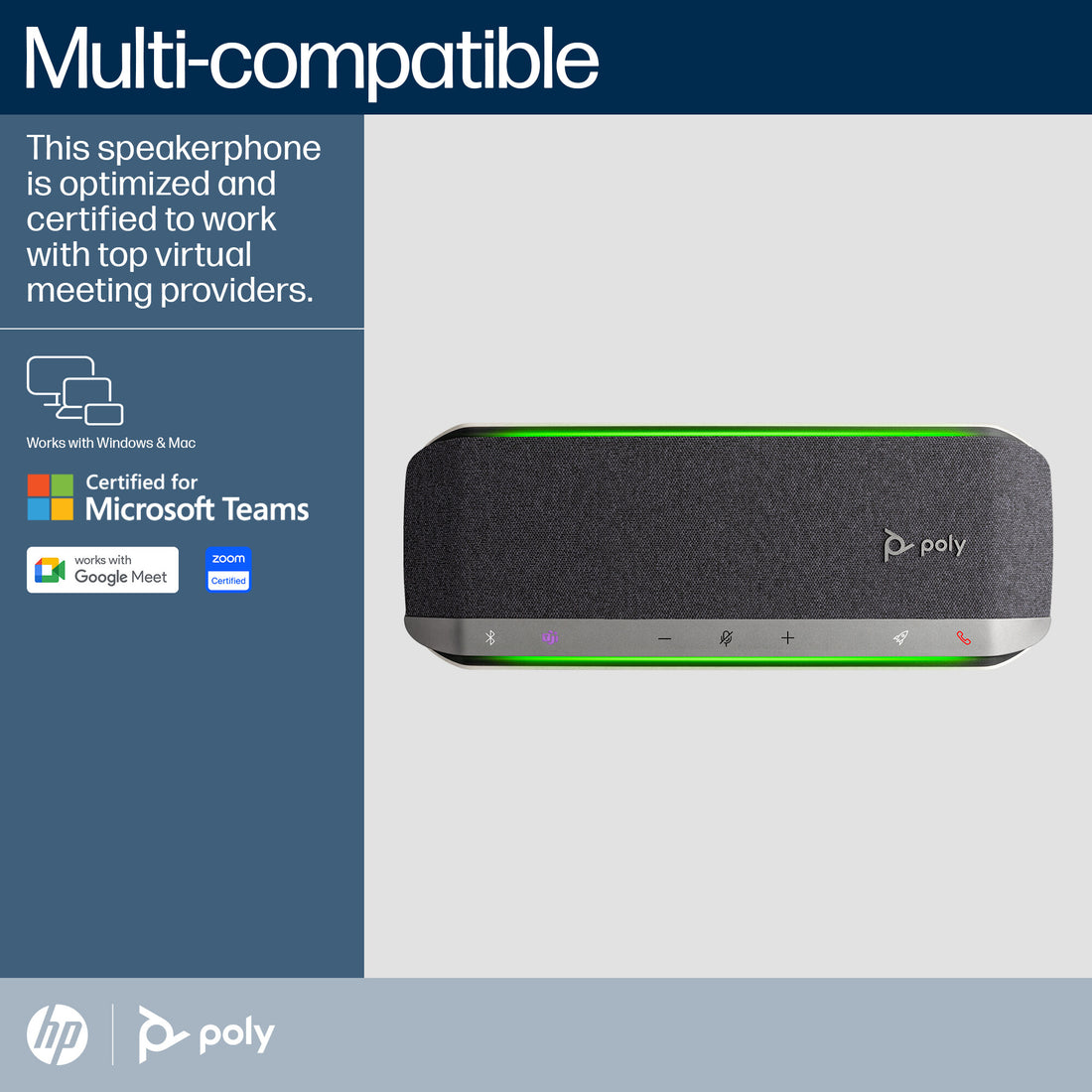 HP Poly Sync 40+ Microsoft Teams Certified USB-A USB-C Speakerphone +BT700 USB-A Adapter