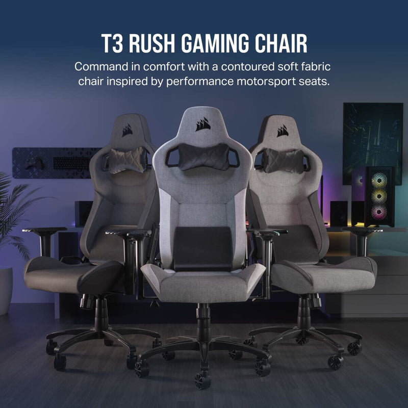 Corsair T3 RUSH Fabric Gaming Chair - Grey/Charcoal (2023)