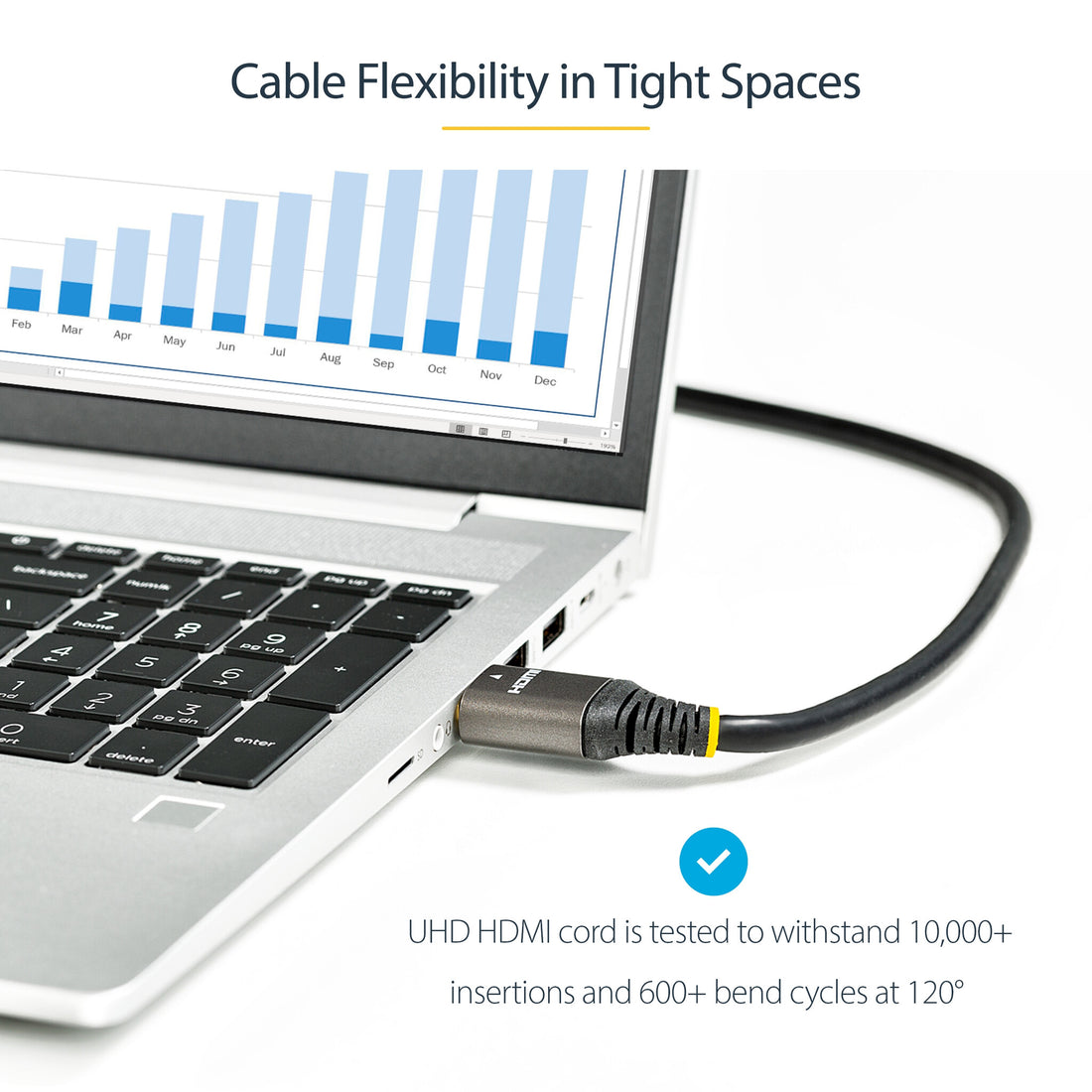 StarTech.com 20in (50cm) HDMI 2.1 Cable 8K - Certified Ultra High Speed HDMI Cable 48Gbps - 8K 60Hz/4K 120Hz - image 9