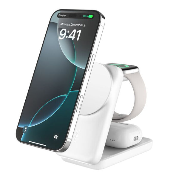 Belkin WIZ036MYWH mobile device charger Headphones, Smartphone White USB Wireless charging Fast charging Indoor