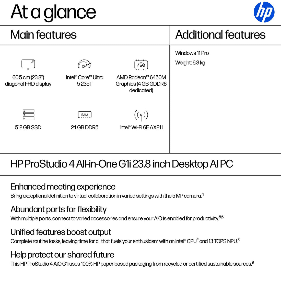 HP ProStudio 4 G1i 23.8 Desktop AI PC Intel Core Ultra 5 235T 23.8" 1920 x 1080 pixels All-in-One PC 24 GB - image 10