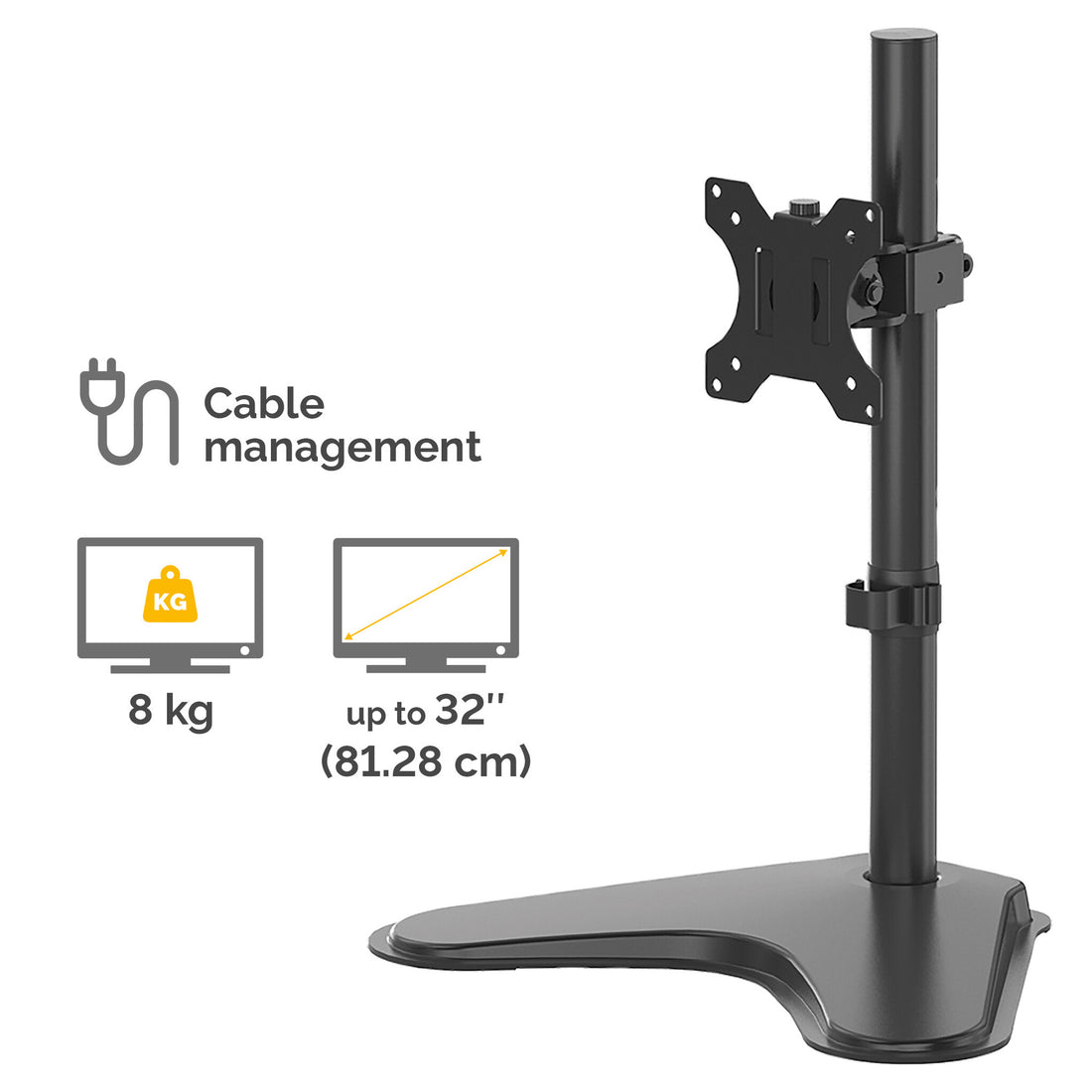 Fellowes Seasa Single Monitor Arm - Freestanding Monitor Mount for 8KG 32 inch Screens - Ergonomic Adjustable - image 3